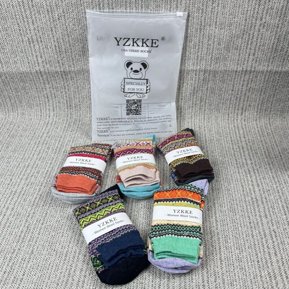 YZKKE 5 Pack Women's Super Thick Wool Warm Socks - OSFM